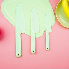 안전인증 유아안전칼 1+1 세트 어린이안전칼 아동안전칼 아동칼 아동요리칼 빵칼 플라스틱칼 아동용안전칼 어린이칼, 그린, 1세트