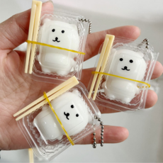 밍글샵 말랑곰 미니곰 도시락 말랑이 스트레스해소 힐링볼 스퀴시 키링, 1개, 30g, 화이트