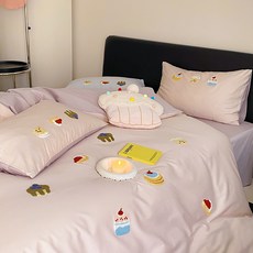 25春款卡通男孩60支長絨棉四件套全棉繡花被套學生宿舍純棉三件套, 1個, 粉色(全棉):適合1.2米牀(適合150*200被芯)三件套牀單款