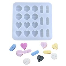 SUQIKMX 알약 만들기용 몰드 미니어처 라운드 하트 모양 태블릿 캡슐 실리콘 초콜릿 캔디 퐁당 베이킹 케이크 장식 에폭시 수지 주조용 미니 몰드, SUQIKMX 알약 만들기용 몰드, 미니어처 라운드 하