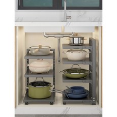 키친핏 멀티랙 냄비 정리대 후라이팬 정리대 3단, 1개, 그레이, 7단