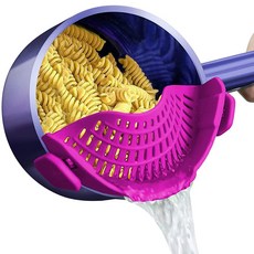 AUOON 모든 냄비 및 팬용 클립 온 스트레이너 실리콘 파스타 푸드 고기 채소 과일 실리콘 주방 소쿠리 (네이비)_164803, Purple_164803