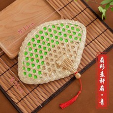 小蒲扇 扇型麥稈扇子 夏季手工編織 老中式 大蒲扇 兒童手搖小扇, 扇形蒲扇-青, 1個