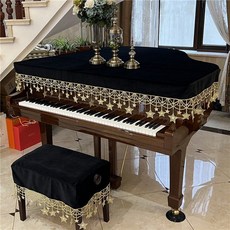 벨벳 그랜드피아노 커버 덮개 먼지 보호 교회 더스트 가리개, 231 이상 럭셔리 트라이앵글, 블랙(두꺼운 울), 1개