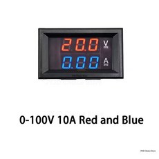 100V 10A 디지털 28인치 듀얼 볼트미터 전압 패널 암페어미터 LED 전류 연결선 JYJD 측정기 디스플레이, d Blue