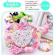 兒童飾品 C6B 女孩手工串珠繽紛盒玩具 串項鍊 手鍊, 1個, 蘋果款（另附 吊飾.配件包+線）