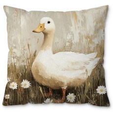 로터스 연못 베개 커버 18x18 코티지 코어 장식 소박한 시골 오리 장식 커버 침실 거실, Style1, 1