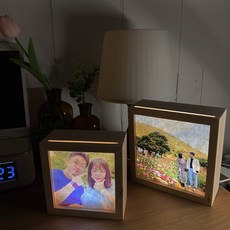 나만의 분위기있는 액자 LED 무드등 [집들이 기념일 커플 친구 선물], 주황등, 대형(15cmx15cm)