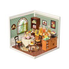 Robotime Rolife 若態若來 超級世界商店DIY小屋 袖珍屋 積木拼圖 拼裝 生日新年禮物 擺件裝飾, 1個, 午後甜茶 下午茶 (含燈), multicolor, 100片