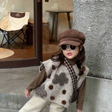 女童復古針織馬甲 寶寶秋季新款毛衣背心