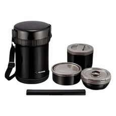 ZOJIRUSHI 象印 不鏽鋼真空保溫便當盒 SLGH18BA, 黑色, 1組