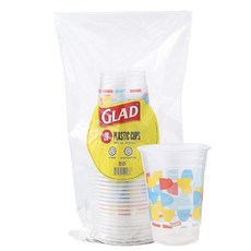 Glad Everyday 투명 플라스틱 컵 추상 프린트 모든 상황에 어울리는 강하고 튼튼한 컵 532.3ml(18온스) 용량 - 532.3ml(18온스) 20개입