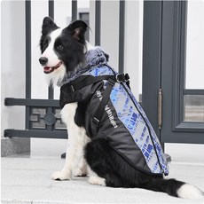 위즈아이 WI066DG 강아지 빅사이즈 하네스 패딩조끼, 1개, 그레이블루