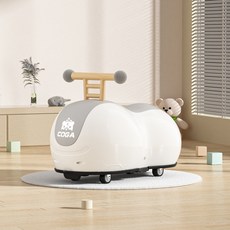 COGA 花生造型滑行車 嬰幼兒騎乘玩具, 軟座椅 靜音輪 奶白色, 1個
