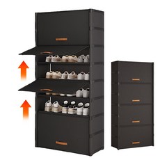 ZOZOFO 신발장 신발정리대 9단 다용도 수납 선반 현관신발장 신발수납장 140cm, [9단-높이140cm]-블랙, 1개