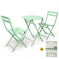 메블르 철제 원형테이블 의자 세트+타공보드판, 민트