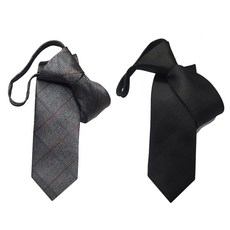 黑色領帶+灰色格子領帶組