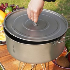 Snowrock 純鈦雙耳鍋 5.5L特大號 九宮格火鍋 戶外露營鍋具, 1個, 單鍋