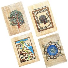 NileCart 이집트 파피루스 그림 4장 컬렉션 오리지널 핸드 페인팅 파피루스 종이 고대 이집트 사이즈 22.9x33cm(9x13인치). 이집트에서 수작업으로 제작. (킹 T
