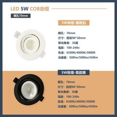 四方圓LED照明 樂亮LED 5W/7W/9W 崁燈 投射燈 開孔7-9公分 IEC認證 可調角度 一體成型 黑白框 台灣, 黑色、白色