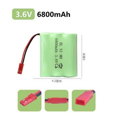 【開發票/統編】3號玩具遙控車電池 挖掘機四驅越野車適用 3.6V/4.8V/7.2V/8.4V/9.6V充電線 通用可充電鋰電池, 【JST插頭】,3.6V【6800毫安】送充電線, 1個