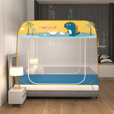 兒童卡通蚊帳，恐龍造型，免安裝，可折疊，三開門設計, A太空熊寶,120cm*200cm*140cm （雙