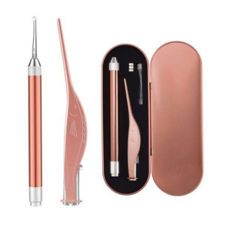 LED 귀이개 귀청소 핀셋 세트 귀지 제거 귀파개 LDE, 귀이개+핀셋 로즈골드, 로즈골드, 1개