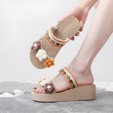 웨지 스타일 미끄럼 방지 슬리퍼 에스닉풍/트랜드/미끄럼 방지