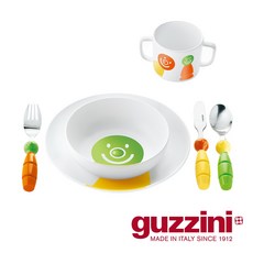 Guzzini Bimbi 童趣笑臉餐具 6 件組，兒童餐具，安全無毒，趣味造型，學習餐具, 綠色, 1個