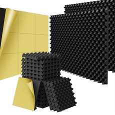 혜신 접착식 방음재 방음스펀지 50T 300*300mm 현관문 셋트 아파트 셀프인테, 블랙, 12개