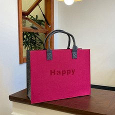 대용량 펠트 토트백 손잡이 가방 선물용 쇼핑백 광고용, 미디엄 딥핑크 33x25x12, 1개