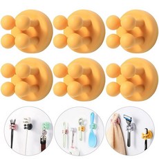 IBetterLife 자체 접착 실리콘 후크 홀더 - 벽에 장착된 6개 클리핑 걸이식 칫솔 면도기 타월 키 플러그 케이블 주방 욕실 홈 오피스 기숙사 방 필수품용 유틸리티 홀