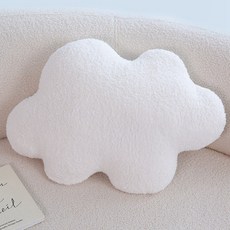 북유럽 스타일 꽃무늬 쿠션 물결 모양 긴 베개 다리 받침 베개 수면용 선인장 침대 옆 쿠션, 세부 정보 보기, 흰색 구름 60*40cm