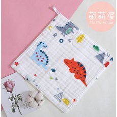 萌萌屋 【台灣現貨】 高密度六層紗口水巾 嬰幼兒口水巾 六層紗口水巾 口水巾 寶寶口水巾 餵奶巾, 1個, 恐龍