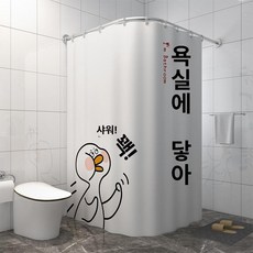 브랜드없음 커튼봉 코너 샤워 체크무늬 무타공 고양이, 1개, 욕실 위 (폴리에스터)