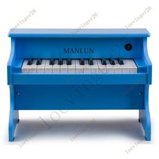 台灣出貨 兒童玩具鋼琴迷你木質25鍵男女孩寶寶週嵗禮物嬰幼兒禮物, 藍   烤漆款 純彈奏, 1個
