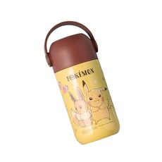 【Pokemon 寶可夢】正版授權手提式燜燒罐 真空悶燒罐 保溫罐 悶燒壺 不鏽鋼燜燒罐 提鍋, 1個, 皮卡丘&伊布