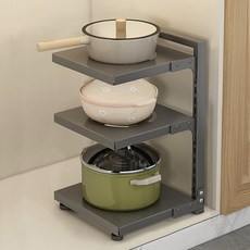 높이조절 후라이팬 정리대 주방 냄비 프라이팬 정리 보관 거치대 2단 3단 4단