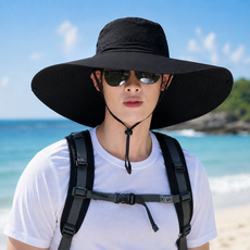 루니모아 자외선차단 모자 남녀공용 여름 아웃도어 낚시 등산 캠핑 썬캡, 블랙