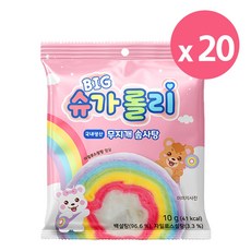 BIG 슈가롤리 무지개 솜사탕 어린이 간식, 10g, 20개