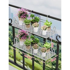 陽臺花盆掛架 鐵藝懸掛花架 窗臺置物架 花盆掛籃懸掛花架 欄桿花架, 銀色兩個裝, 1個