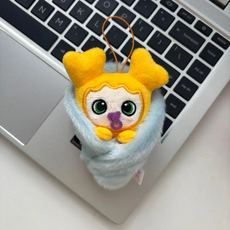 可愛粉色玩偶吊飾 柔軟材質 精緻細節 包包鑰匙圈裝飾, 黃色, twice兔 聯名gigo 奶嘴lovely 繈褓lovely掛件