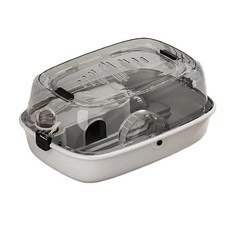 iCat 寵喵樂 雙層跑輪倉鼠籠 雙層平台 透明掀蓋 運動跑輪 真空水壺 全功能透氣倉鼠屋, 灰色, 1個