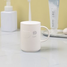 熱賣情侶卡通可愛加厚家用漱口杯帶手柄牙刷杯簡約洗漱杯牙杯, 1個, 301-400ml:米白色