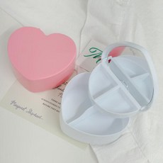 DIY 거울내장 하트 소품 액세서리 케이스 2색상, 핑크