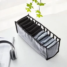 가정용 접이식 속옷 보관함 폴리에스터 서랍 분할 메쉬 양말 보관 및 분류 상자 11 그리드, 01 11, 1개, 01 Black