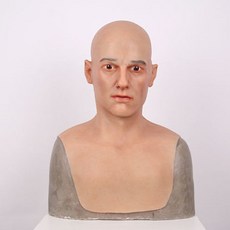 逼真男款硅膠面具頭套，細膩皮膚紋理，萬聖節搞笑易容道具，成人男女適用, 1個, 貝爾