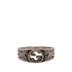 구찌 중고 2000-2015 인터로킹 G 아라베스크 스털링 실버 링