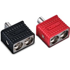 DS18 앰프 입력 감쇠기 오프셋 스터브 및 빨강검정 실리콘 커버 해양 등급 와이어 전원접지 커넥터 한 쌍 이중 10 게이지에서 14 게이지로, DUAL 1/0-GA TO 1/0