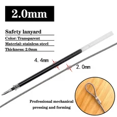 2개입 1.5/2/3mm PVC 코팅 케이블 루프 압축형 맞춤형 녹 방지 304 스테인리스 스틸 와이어 비조절형 슬링, 03 2mm, 01 0.5M X2PCS